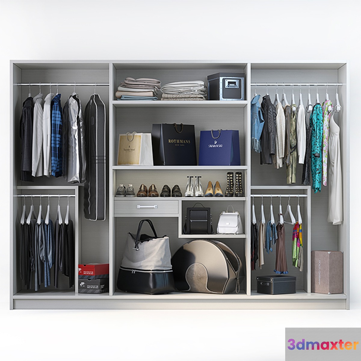 Set of clothes shoes and accessories for the cabinet mix 3 3D Max