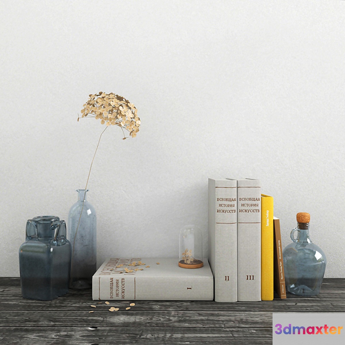 Decor set with blue glass