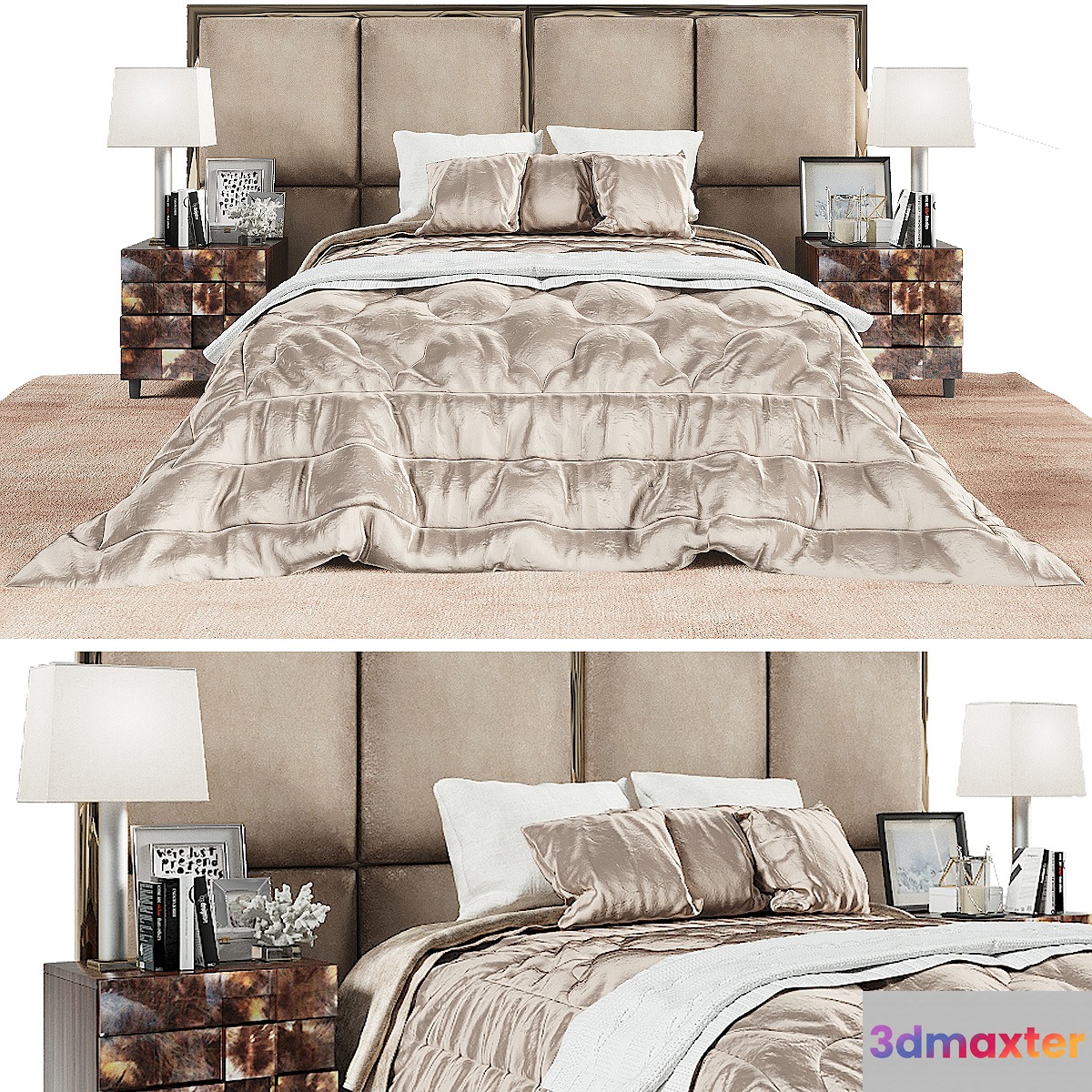 Modern bed whith knite plaid 3D Max