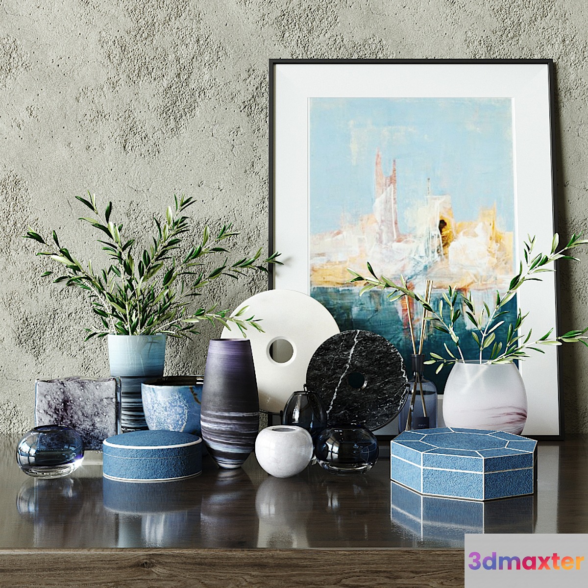 LUXDECO decor set blue 3D Max
