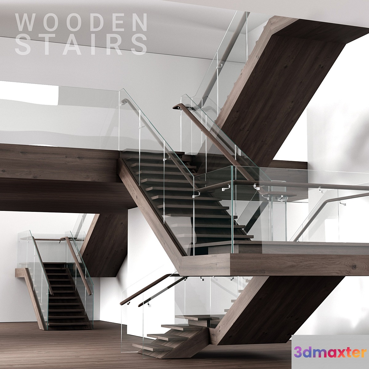 Wooden stairs 2 3D Max