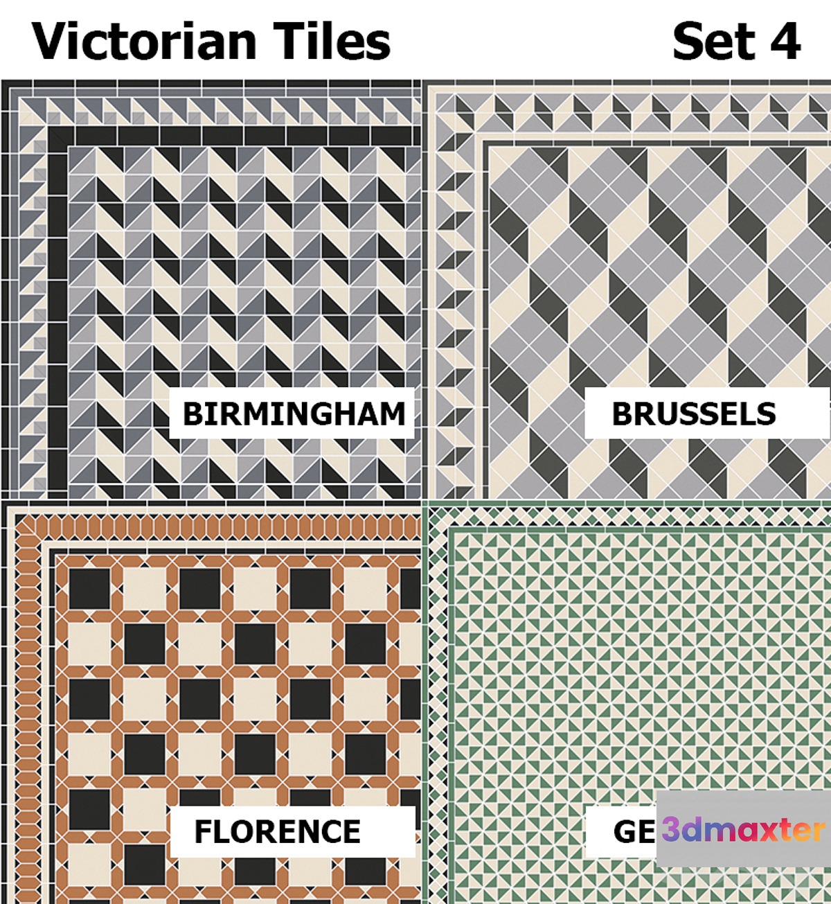 Topcer Victorian Tiles Set4 - No.2 3D Max