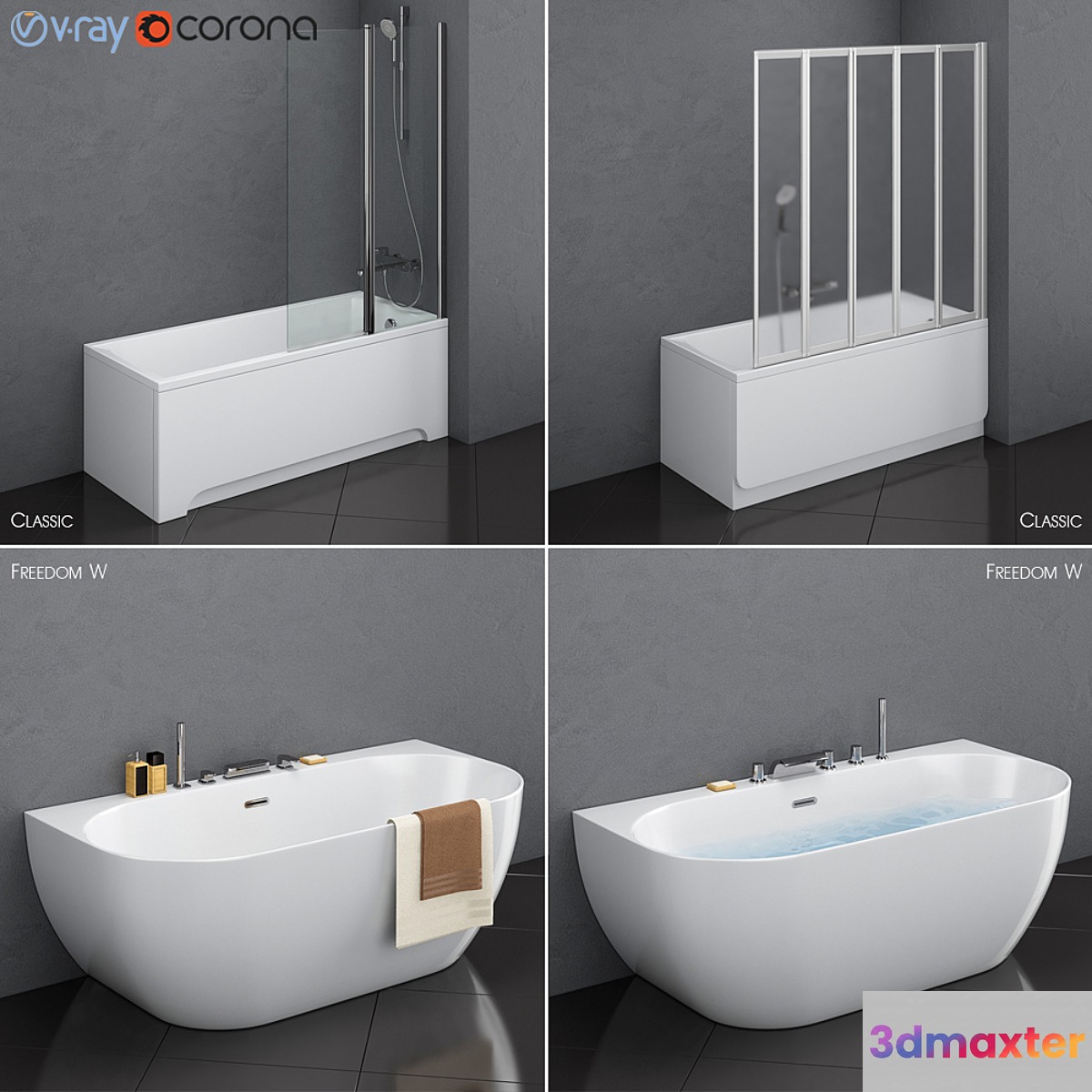 A set of baths Ravak set 17 (Classic and Freedom W in 2 variants)