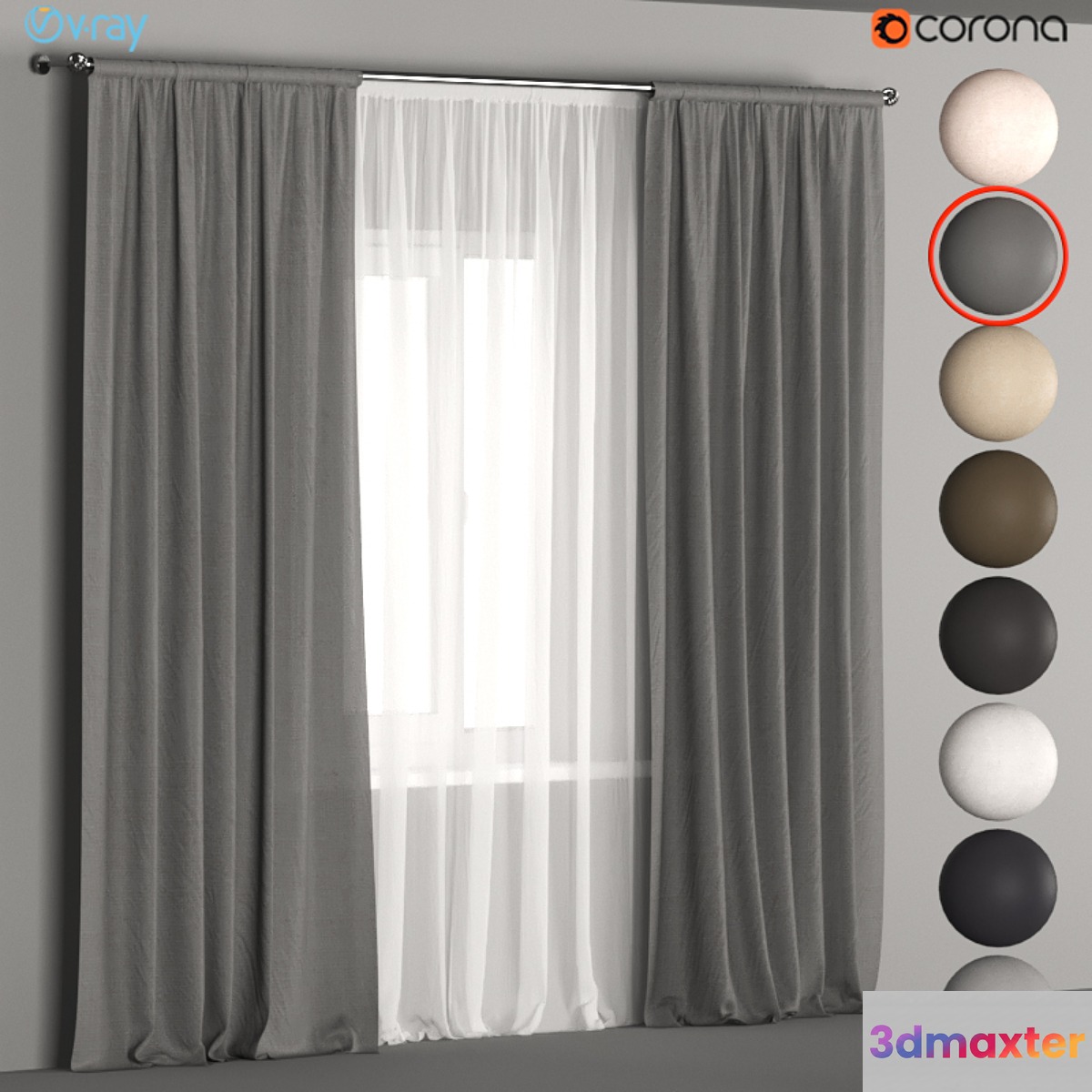 Linen curtains in 8 neutral colors with tulle.