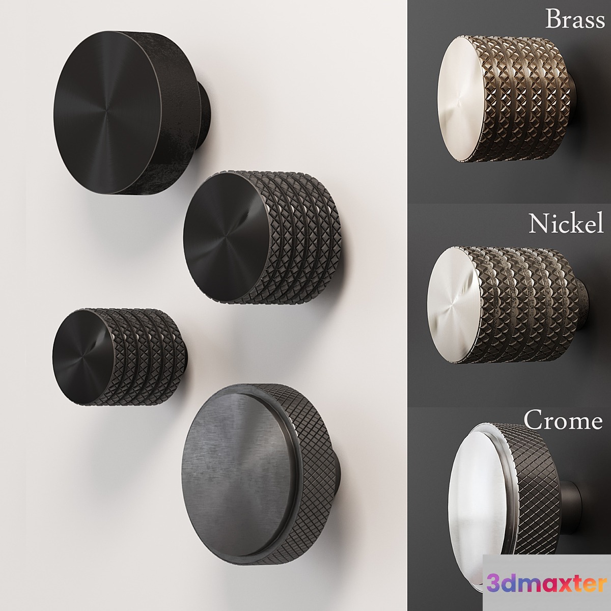 A set of furniture handles (buttons) - No.3 3D Max