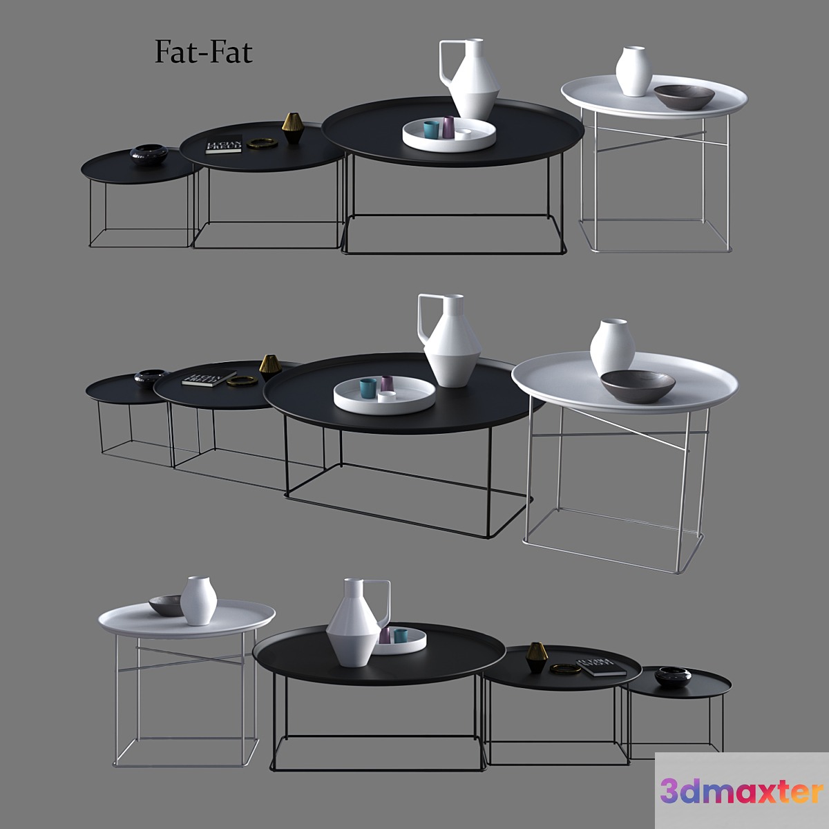 B & B Italia Maxalto Coffee Small Tables Fat-Fat 3D Max