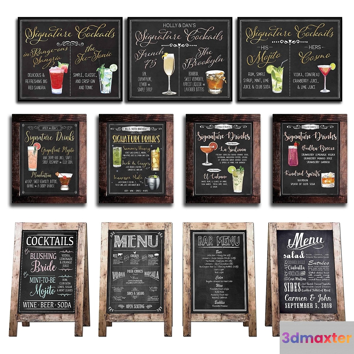 Chalkboard for cafe 1 3D Max