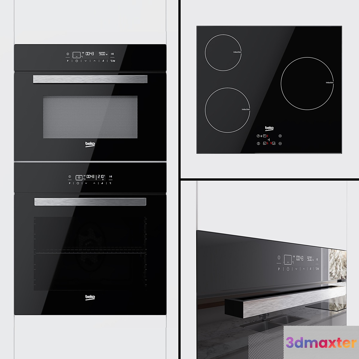 Beko - oven BQM24400 compact oven BQW14400 and hob HQI63400AT