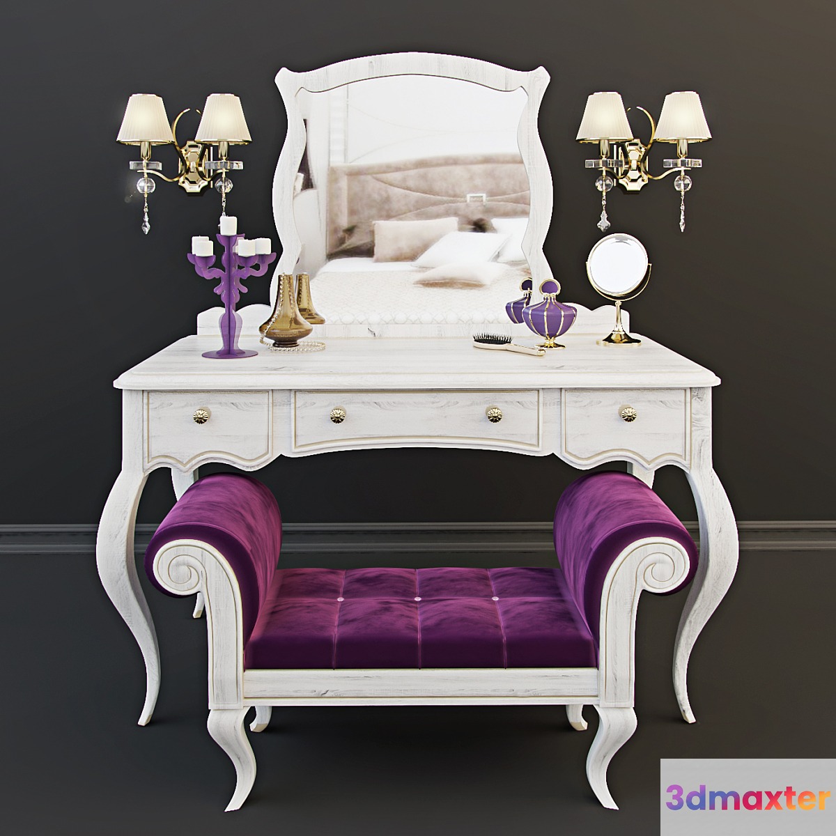 Cosmetic table with decor 3D Max