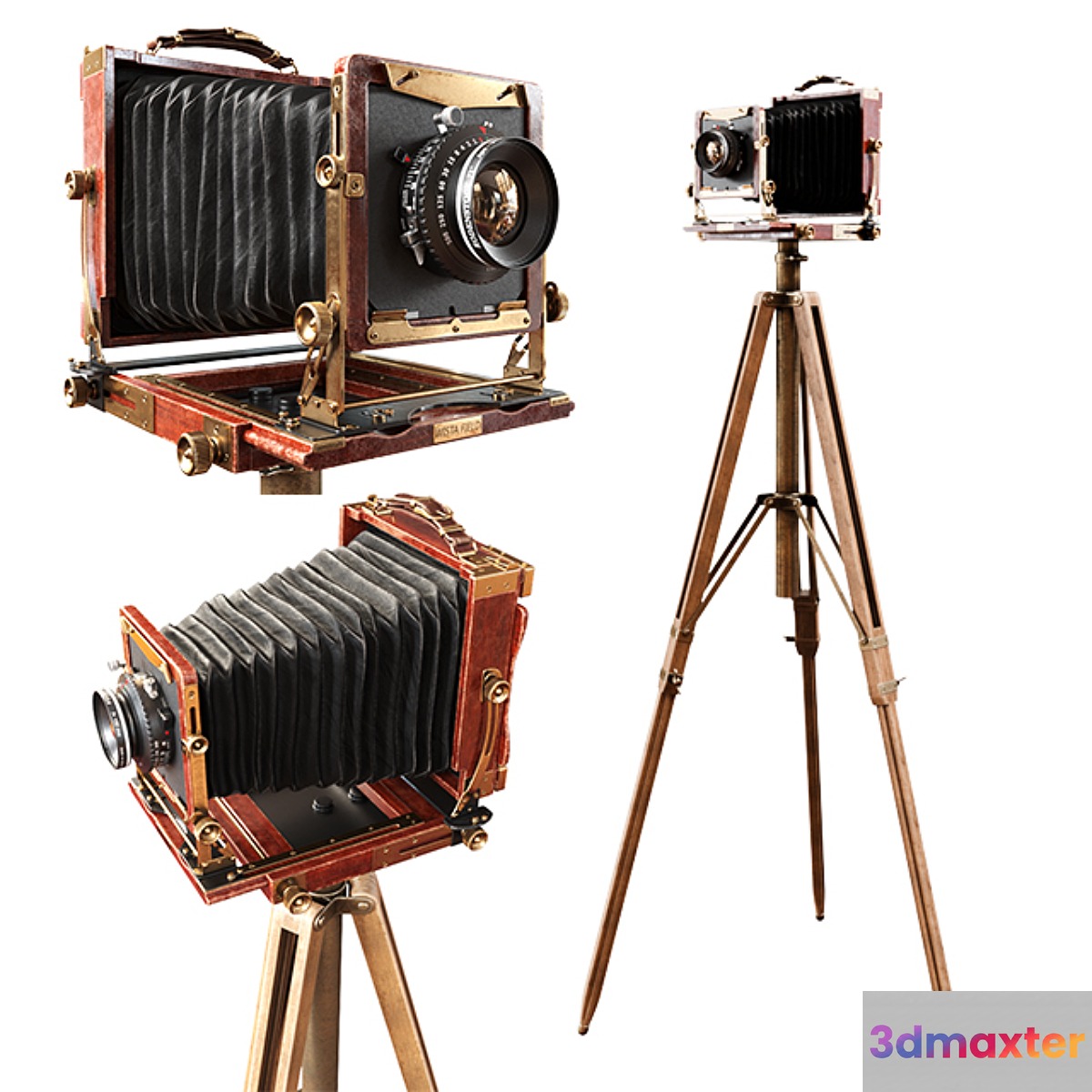 Vintage camera on a tripod 3D Max