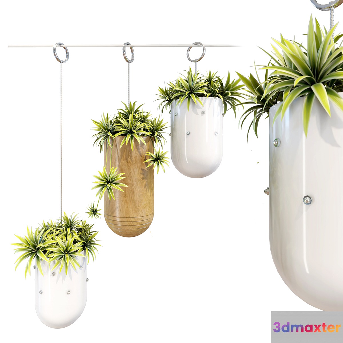 Decorative Hanging Metal Planter Set 3D Max