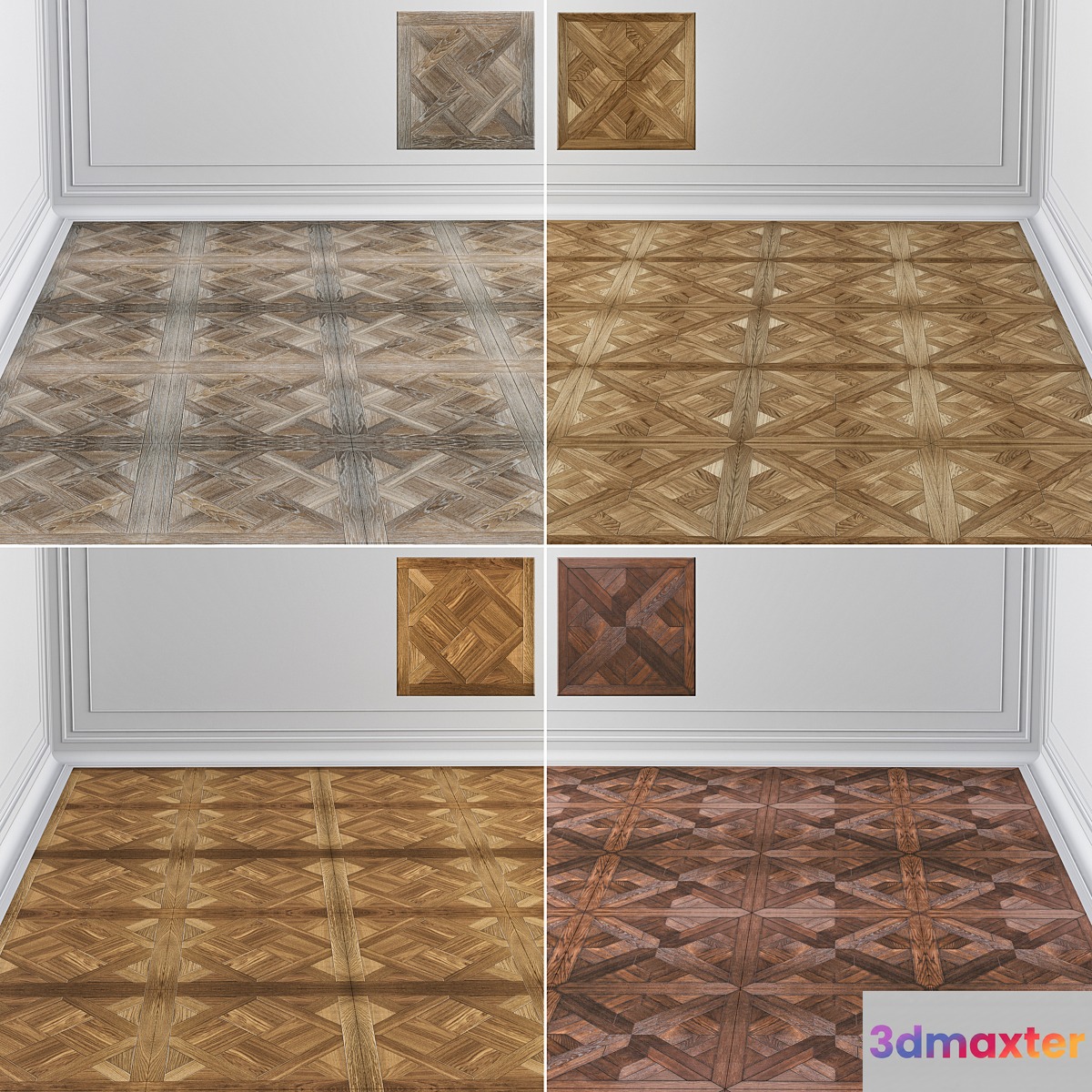 Modular Parquet Oak Natural 3D Max