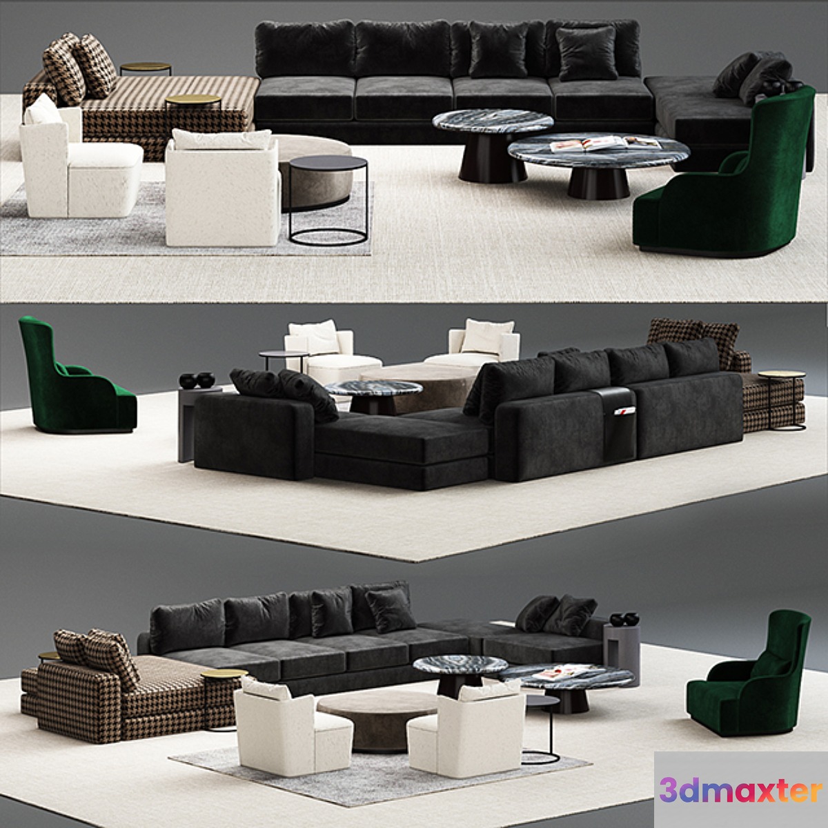 meridiani harold modular sofos set 3D Max