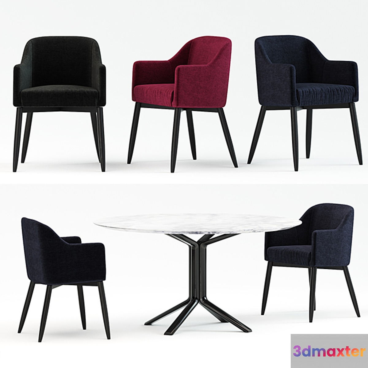 Meridiani Lola Chair + miller tables 3D Max