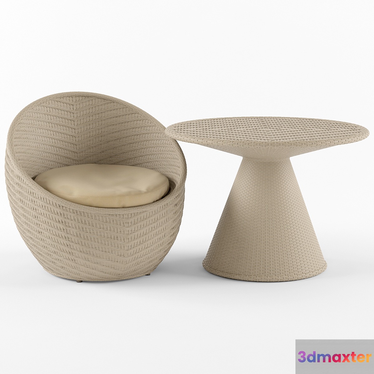 Wicker chair and table Nautilus Komforta 3D Max