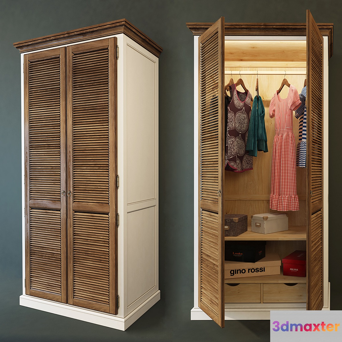 Wardrobe 2-door Folk. Wellige 3D Max