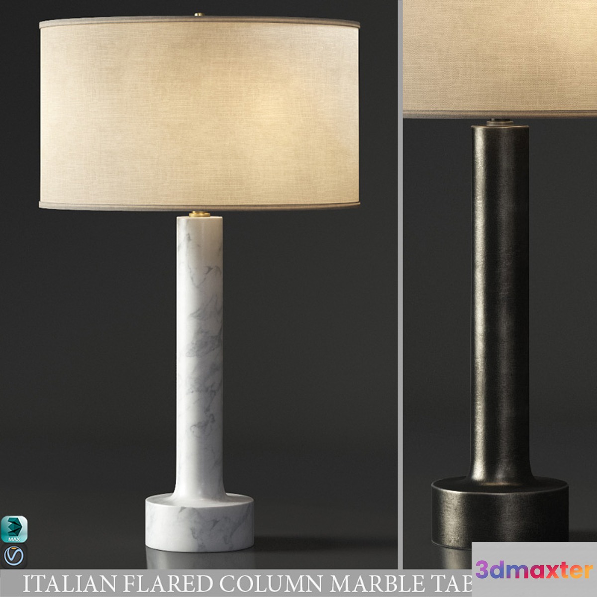 ITALIAN FLARED COLUMN MARBLE TABLE LAMP