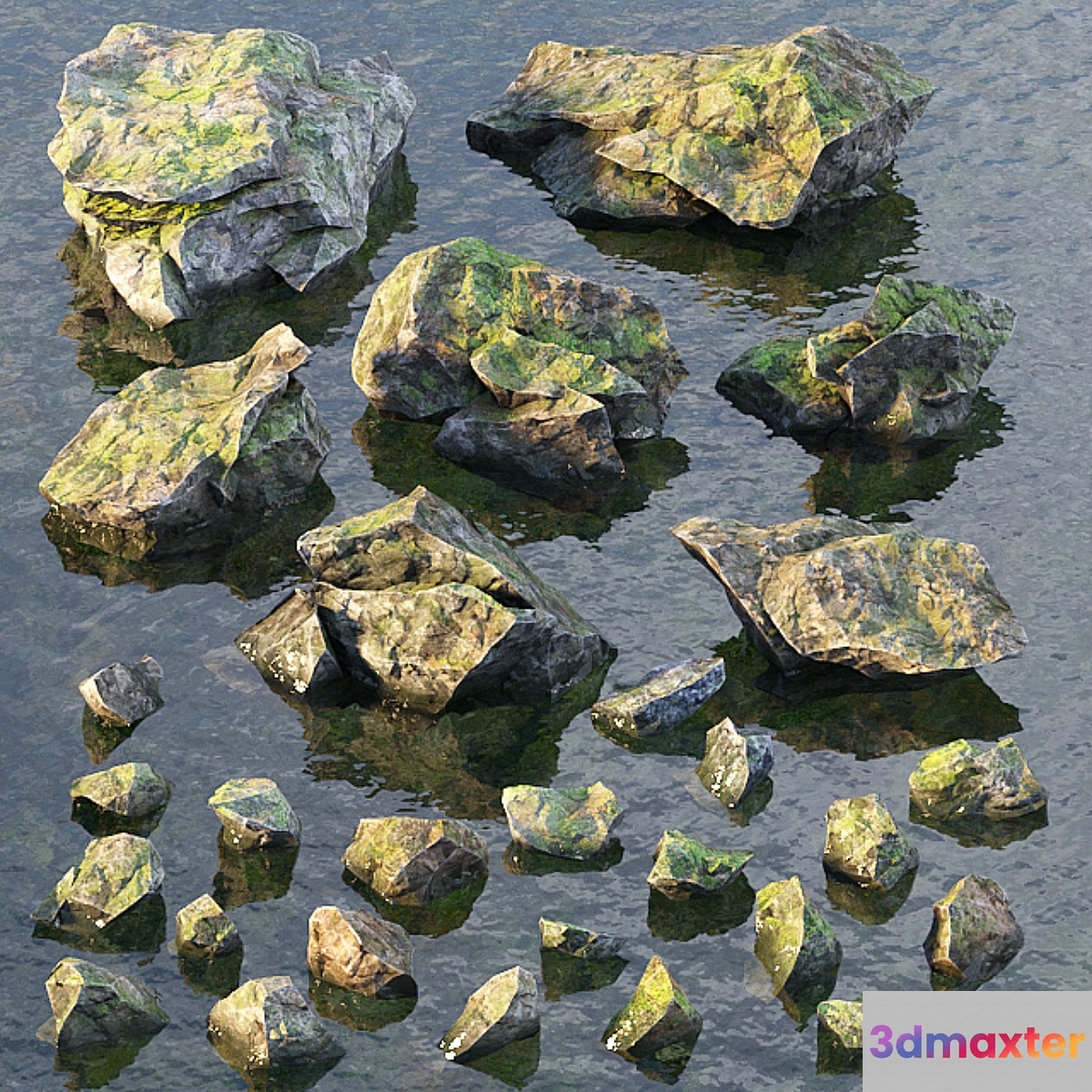 Water stones 3D Max