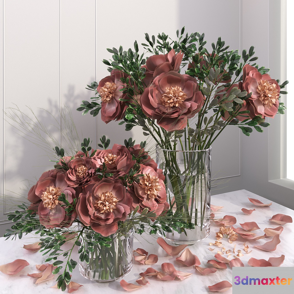 Red Pink Peony Flower Vase