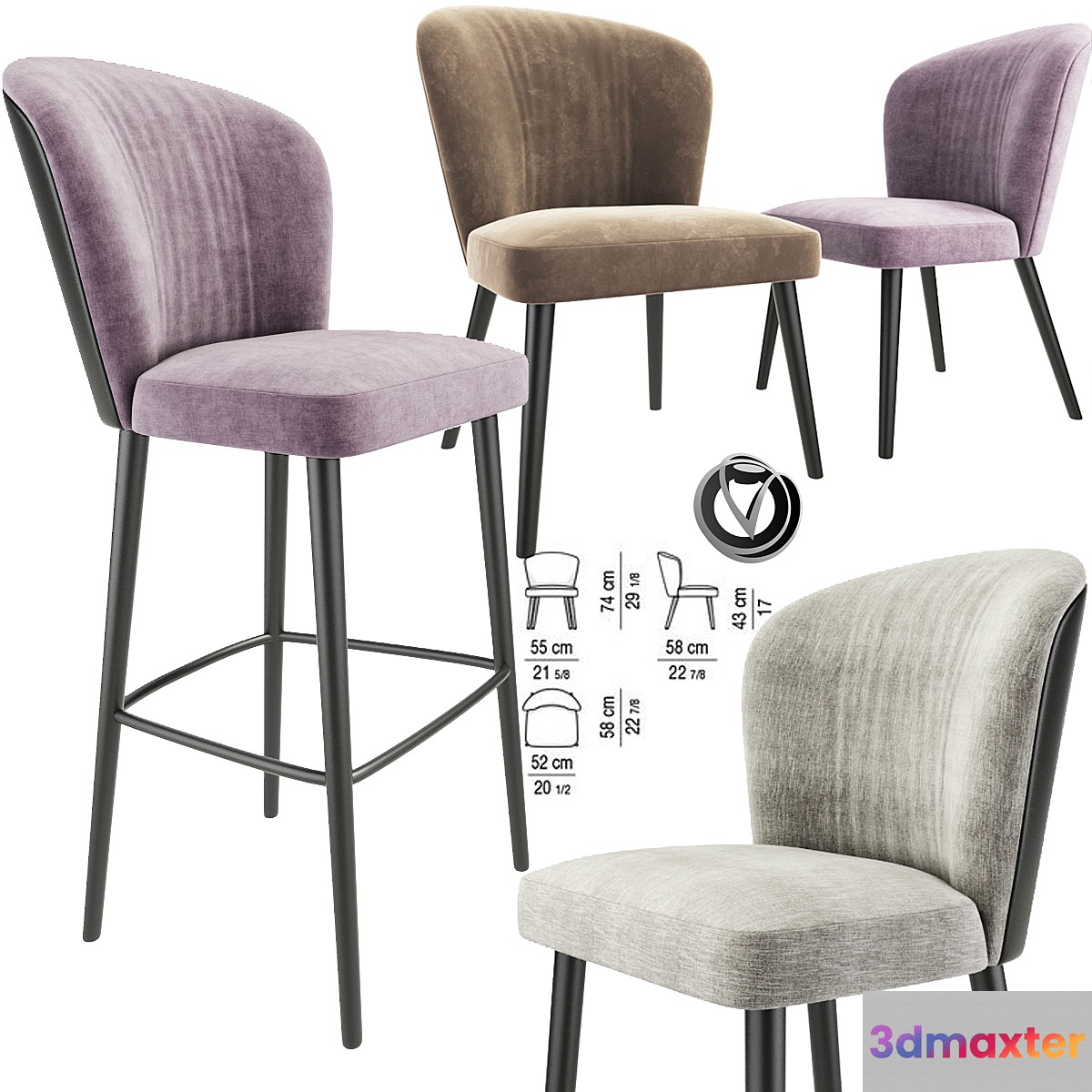 Minotti Aston Bar Stool and Lounge chair - No.4