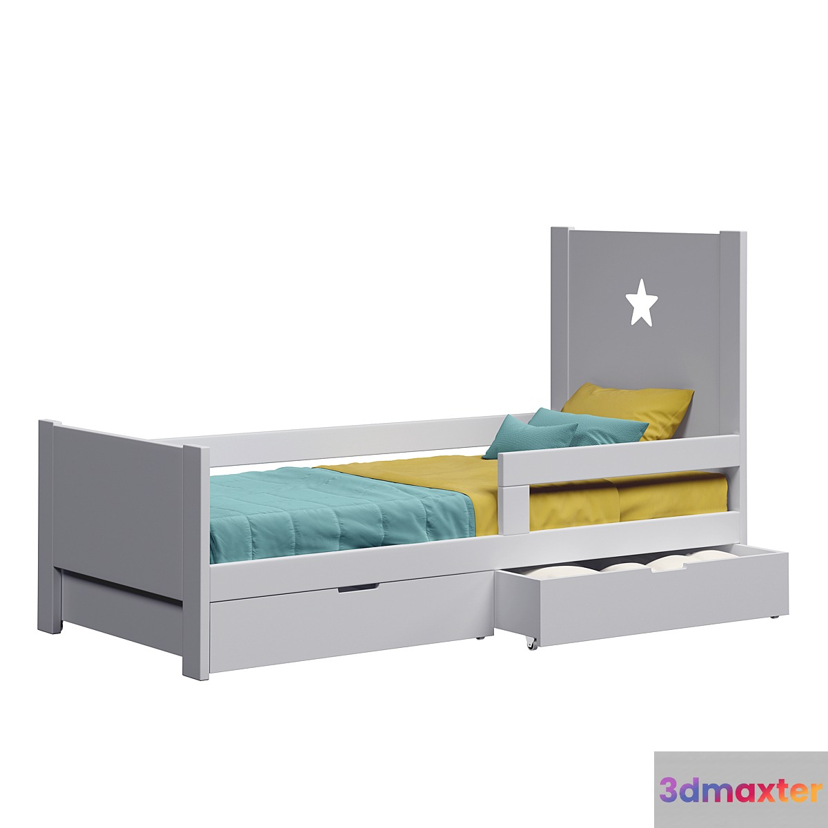 Cot with drawers for storage Dream House Kids 3D Max