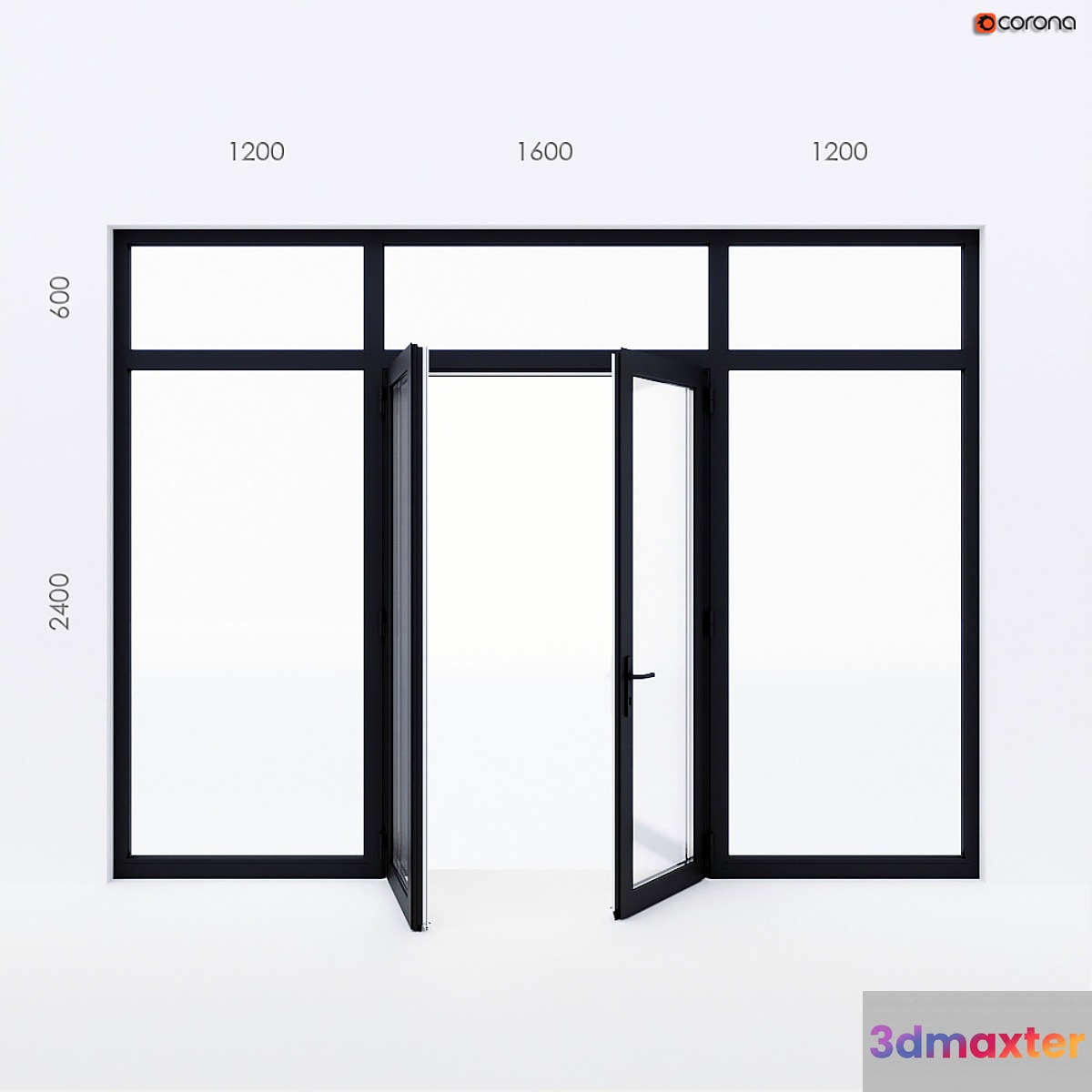 Balcony door Alumil 3D Max