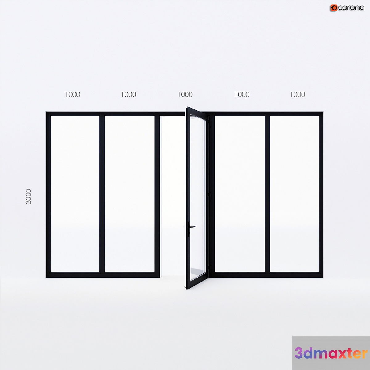 Balcony door Alumil 3D Max