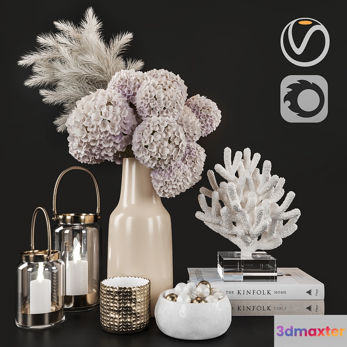 Dry Flower and Coral Decoration Set 07 - No.6
