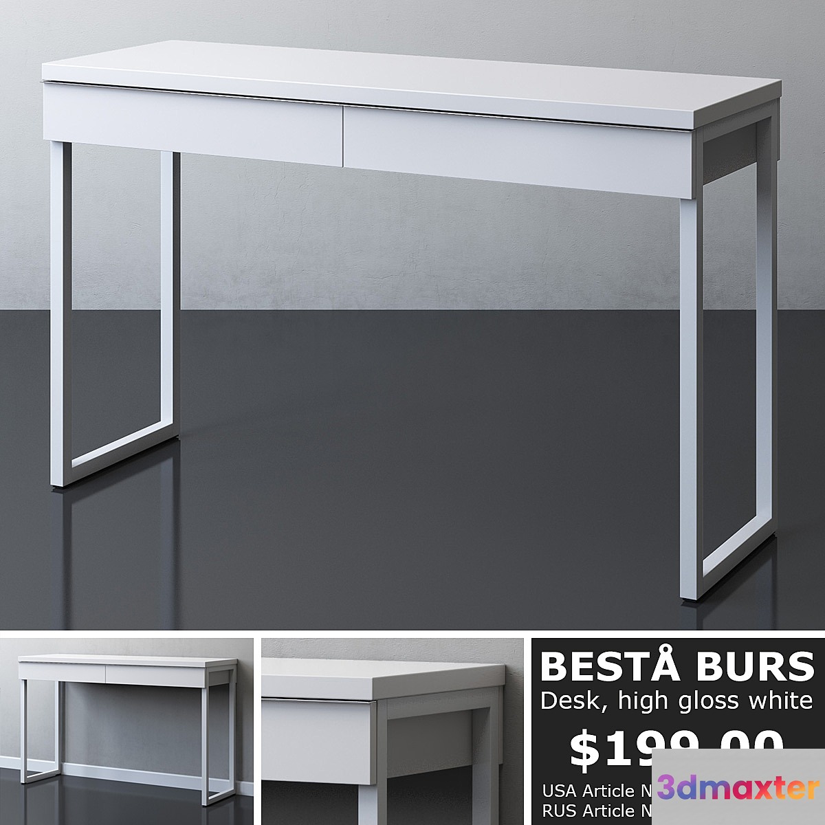 IKEA BESTA BURS Desk 3D Max