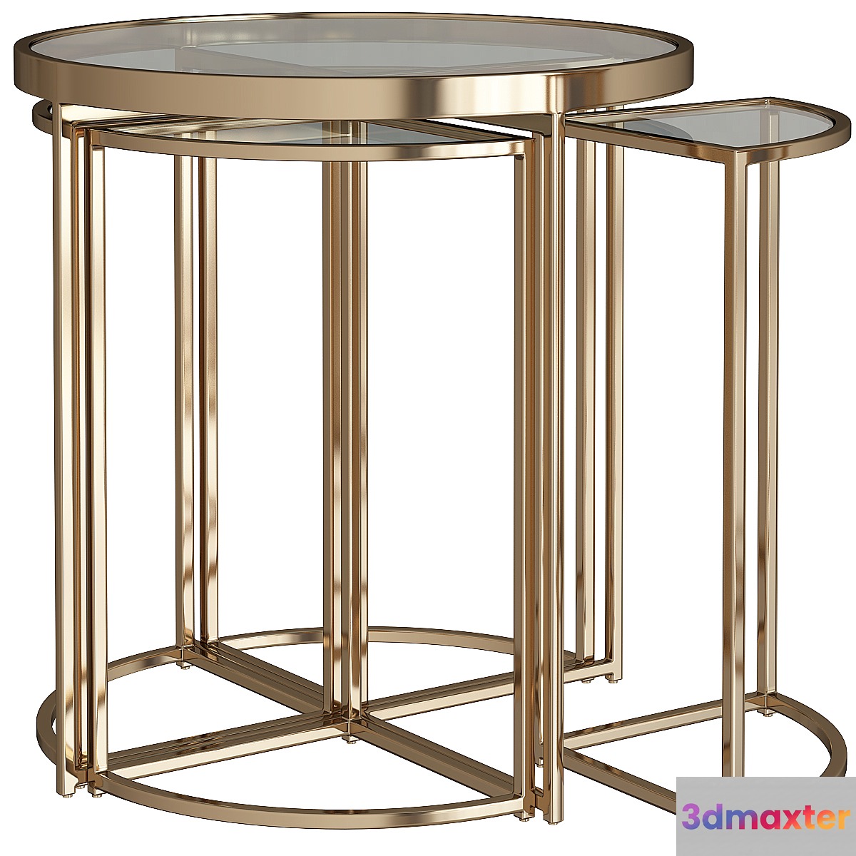 Arpeggio Gold Side Table Set 3D Max