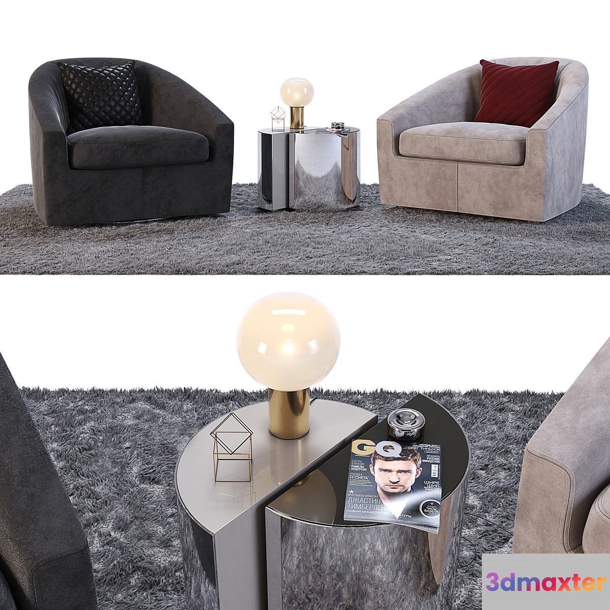 Armchairs minotti quinn 3D Max