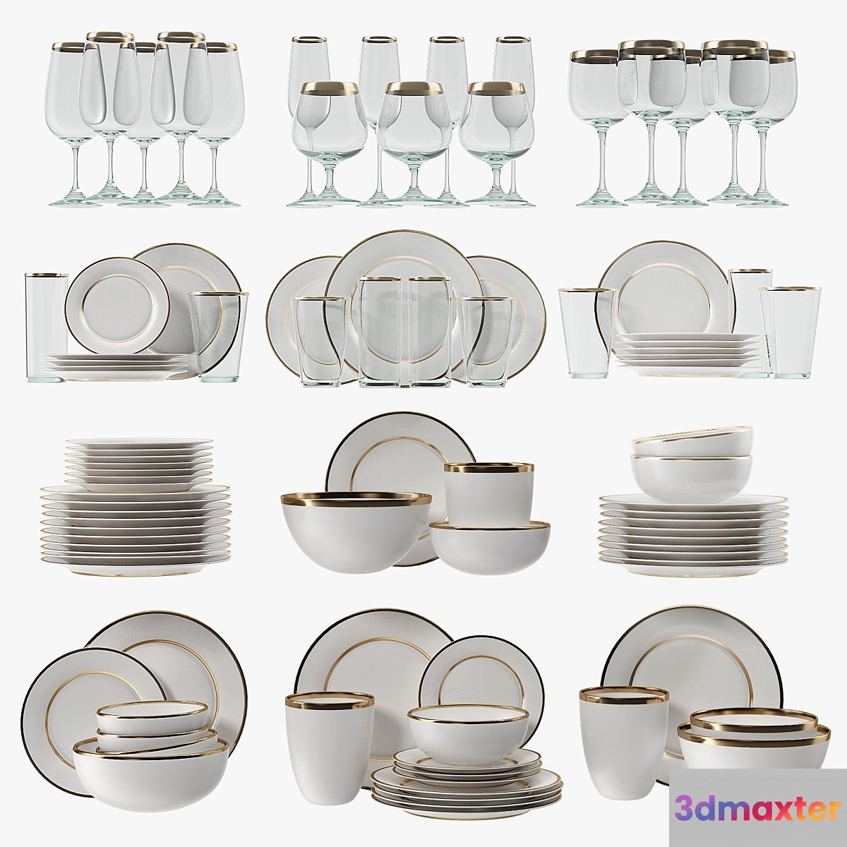 Modern glasses and plates