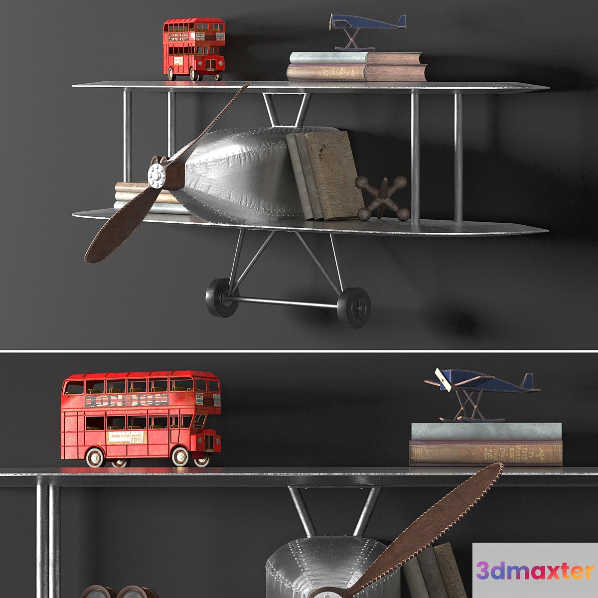 VINTAGE AIRPLANE METAL SHELF