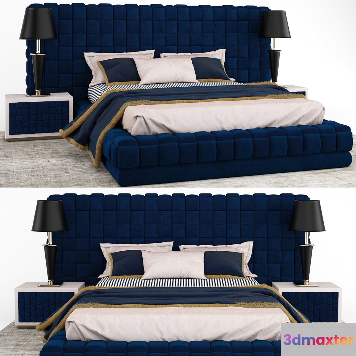 Italian Bed With Woven Headboard 3D Max