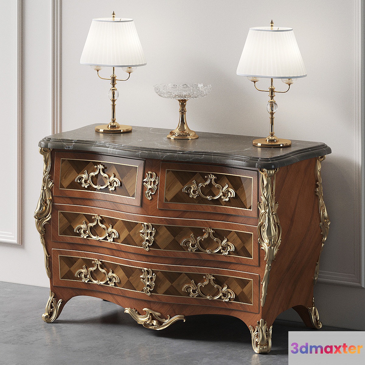 Baroque chest of drawers 3D Max