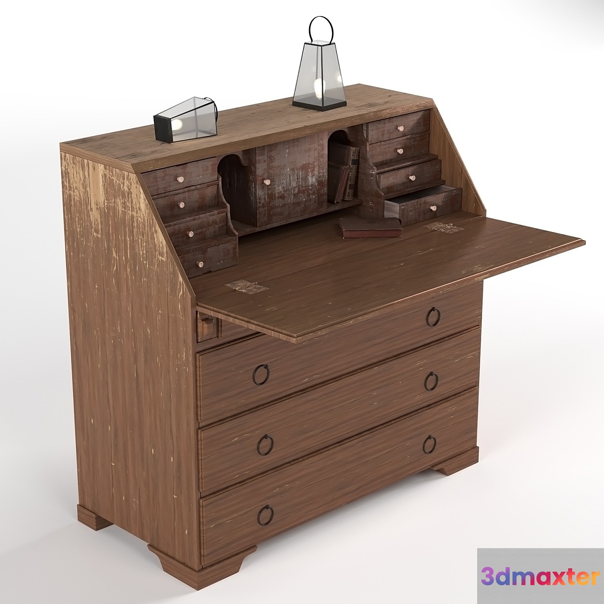 Swedish Painted Bureau 3D Max