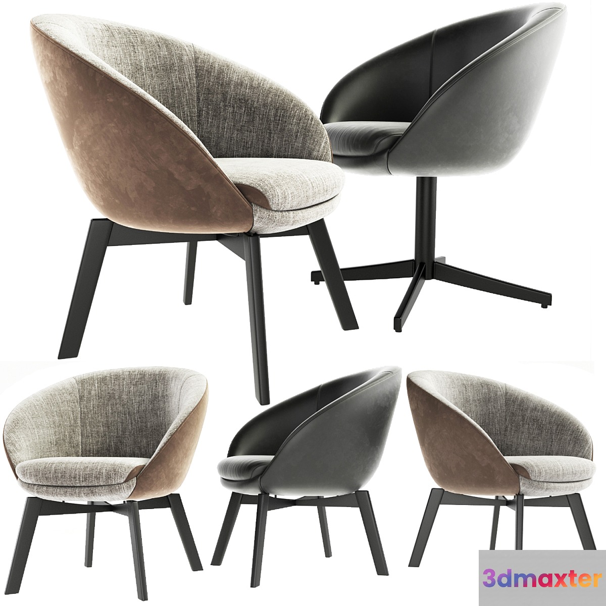 Minotti Russell Little Lounge Chair And Dining Chair - No.2 3D Max