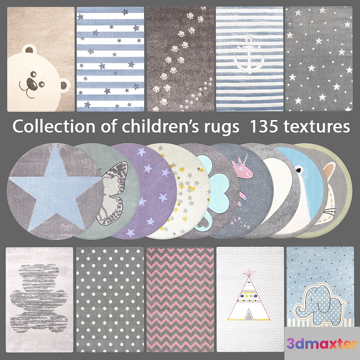 Collection of children's carpets 4 3D Max
