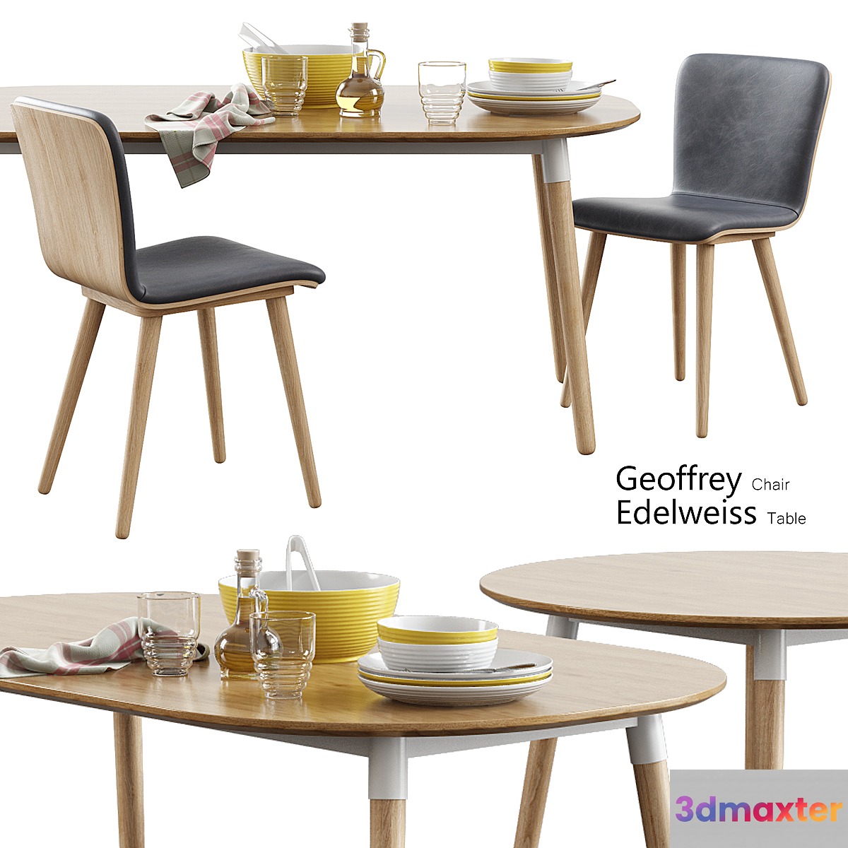 Made _ Geoffrey Chair + Edelweiss Table 3D Max