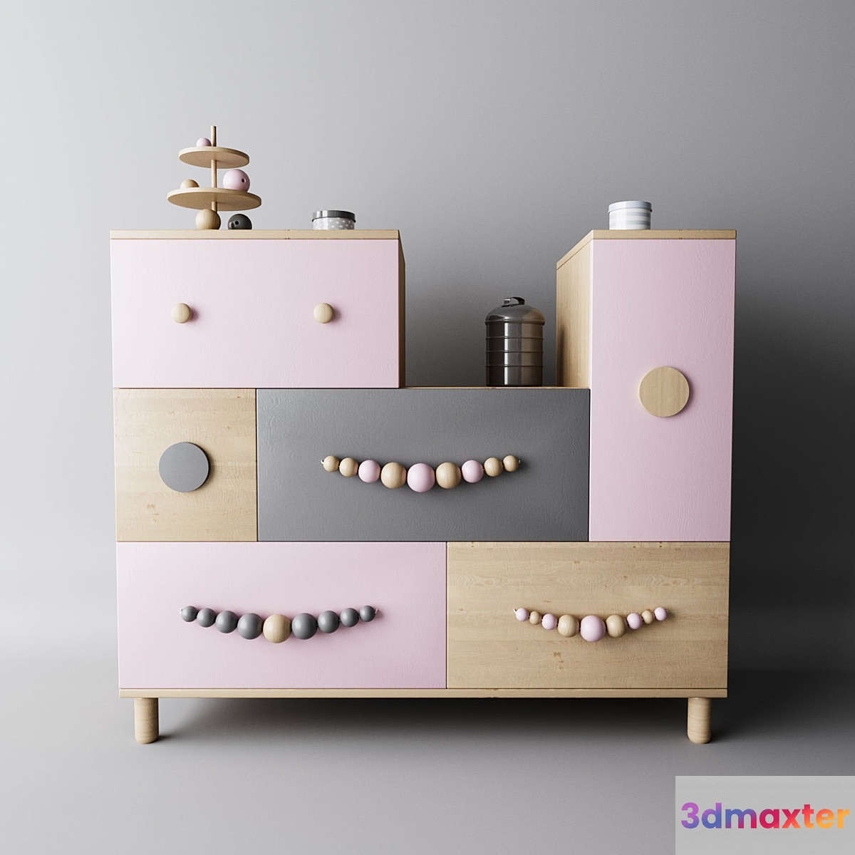 Children's dresser with color boxes 3D Max