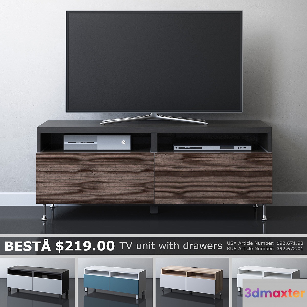 IKEA BESTA TV cabinet with drawers 3D Max