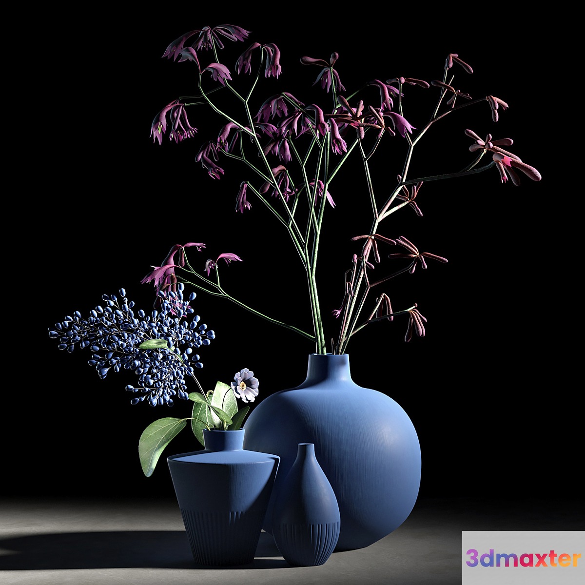 Blue vases set 3D Max