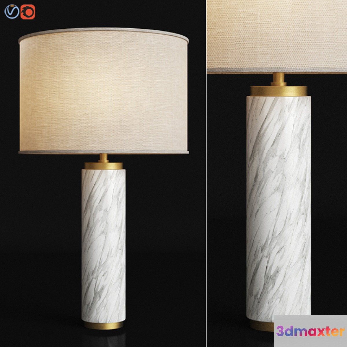 Cylindrical Column Marble Table Lamp - No.2