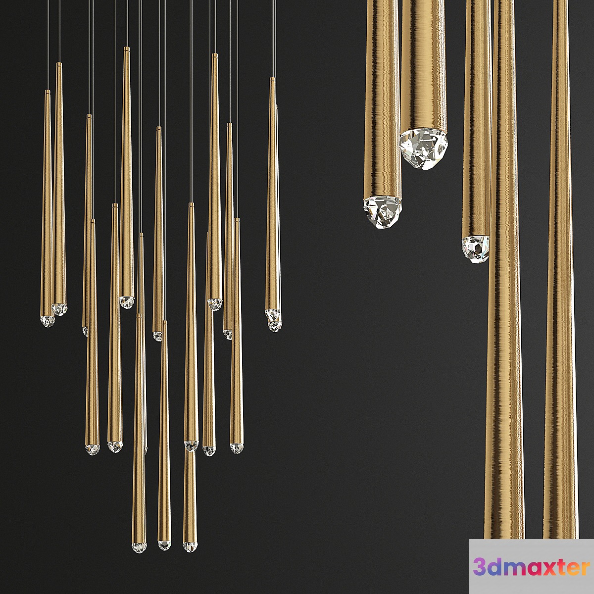 RH Aquitaine Round Chandelier - Brass 3D Max