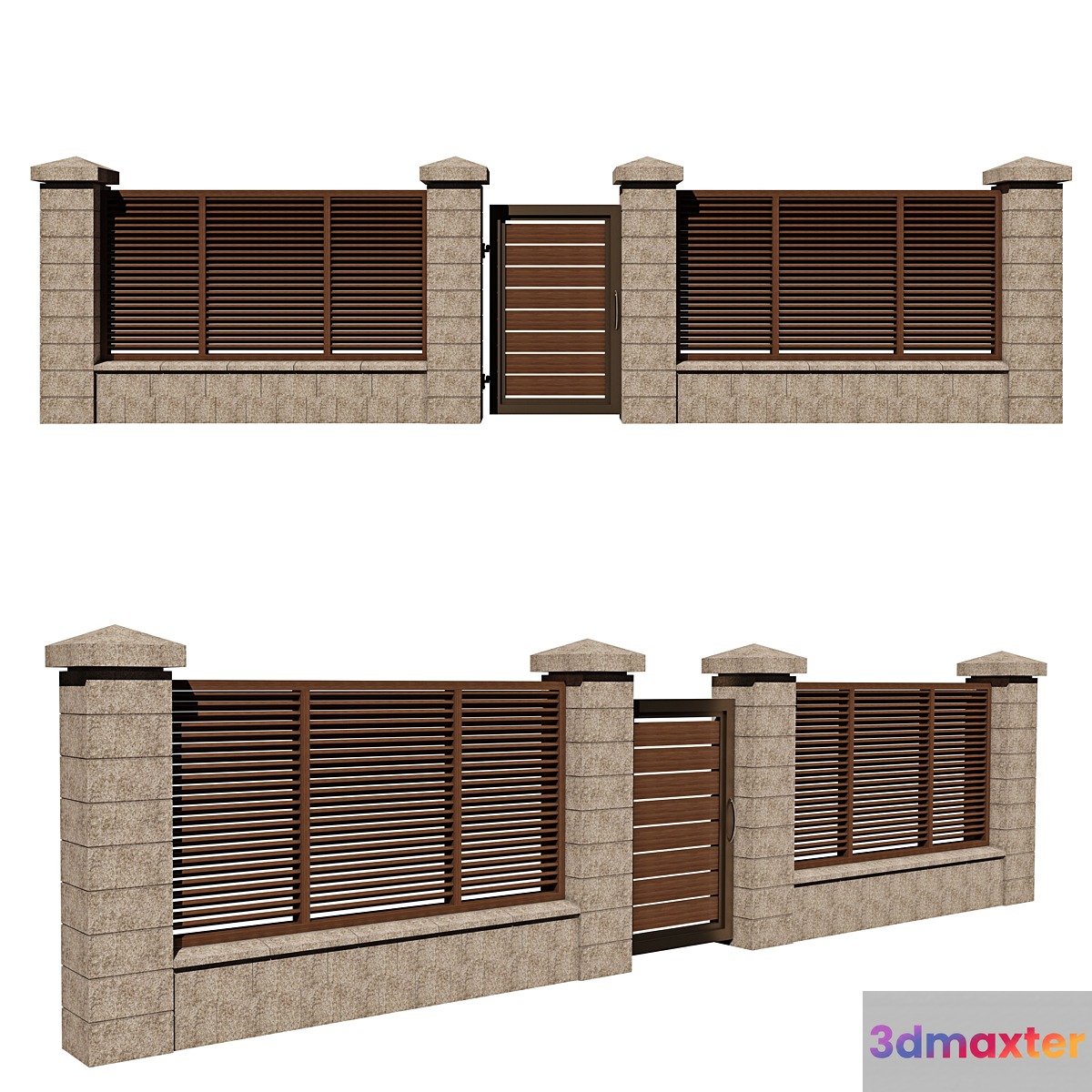 Fence with gate - No.2 3D Max