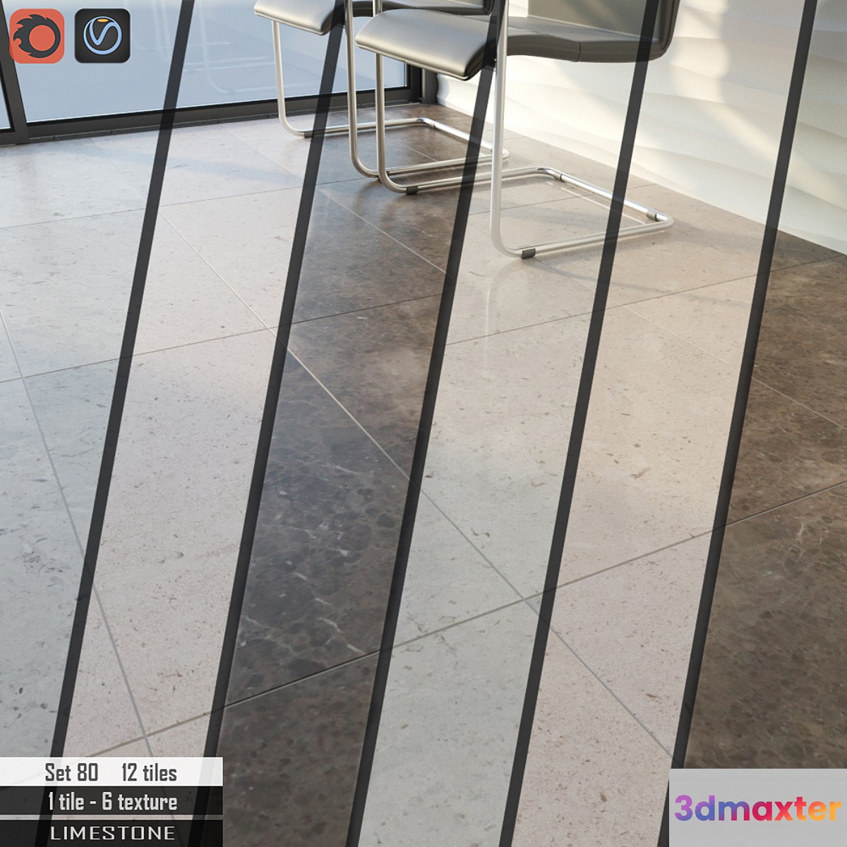 Stone tile Set 80 3D Max