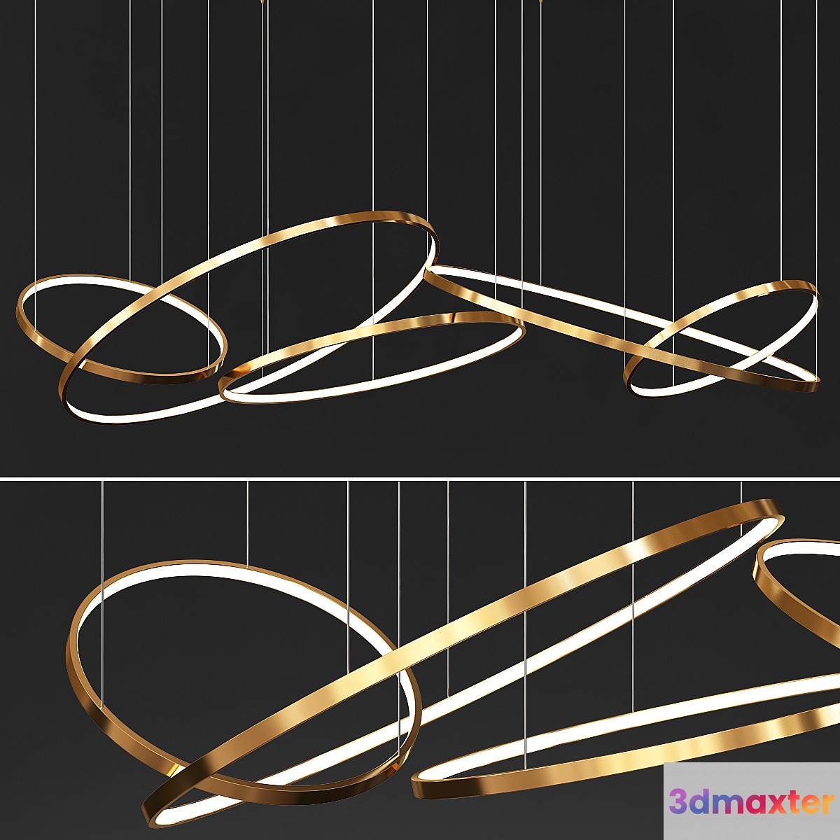 Gold Ring Chandelier 3 3D Max