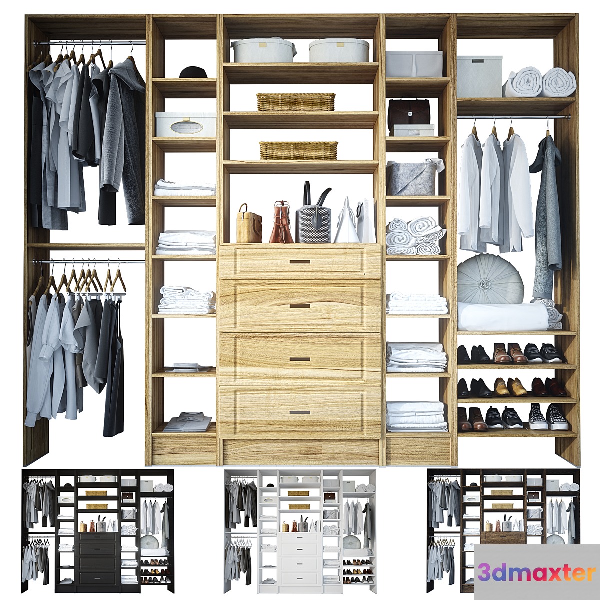 Open wardrobe with filling - No.2 3D Max