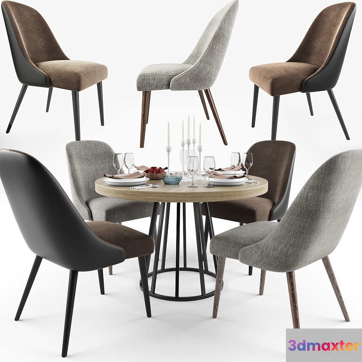 Zuma Round Table Dining Set 3D Max