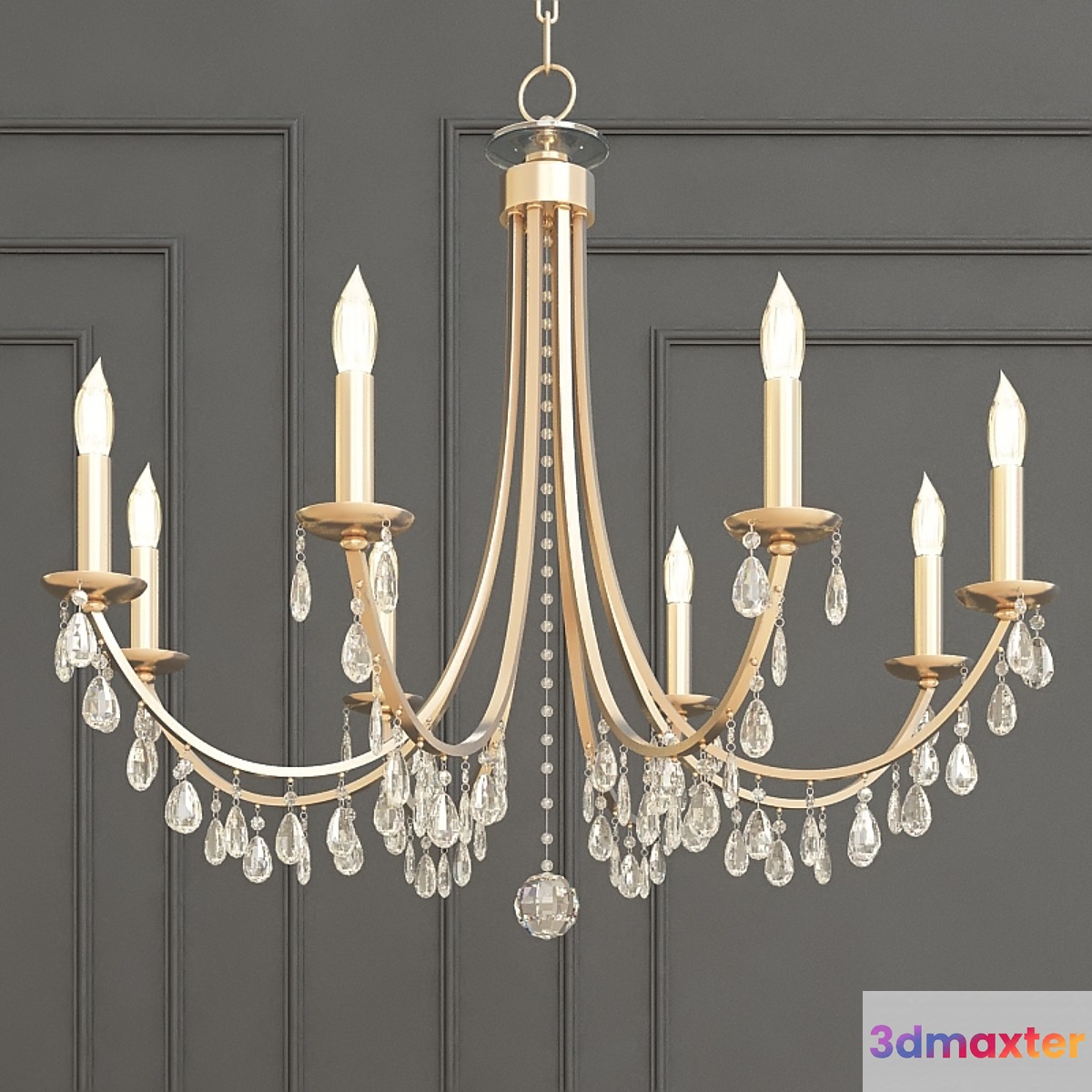 Hampton 8-Light Drum Shade Chrome Chandelier 3D Max